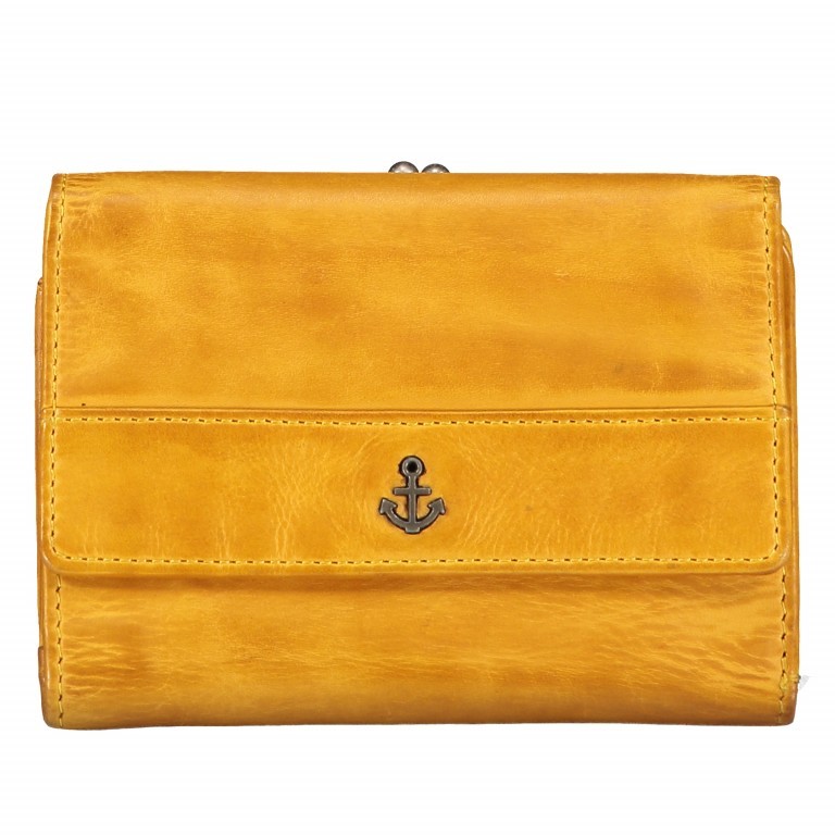 Geldbörse Anchor-Love Cherry B3.1915 mit Knipsverschluss Oriental Mustard, Farbe: gelb, Marke: Harbour 2nd, EAN: 4046478043220, Abmessungen in cm: 14.5x10.5x3.5, Bild 1 von 6