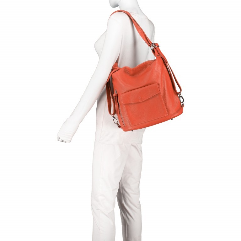 Rucksack / Beuteltasche Koralle, Farbe: orange, Marke: Hausfelder Manufaktur, EAN: 4065646003132, Abmessungen in cm: 29.5x32x14, Bild 6 von 10