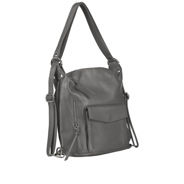 Rucksack / Beuteltasche Dunkelgrau, Farbe: grau, Marke: Hausfelder Manufaktur, EAN: 4065646003149, Abmessungen in cm: 29.5x32x14, Bild 2 von 10