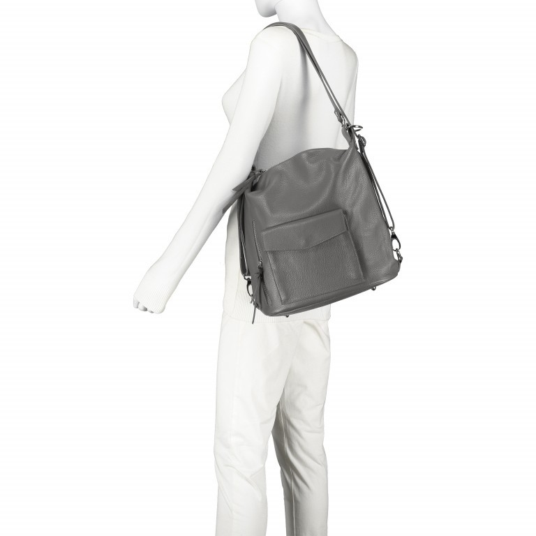 Rucksack / Beuteltasche Dunkelgrau, Farbe: grau, Marke: Hausfelder Manufaktur, EAN: 4065646003149, Abmessungen in cm: 29.5x32x14, Bild 6 von 10