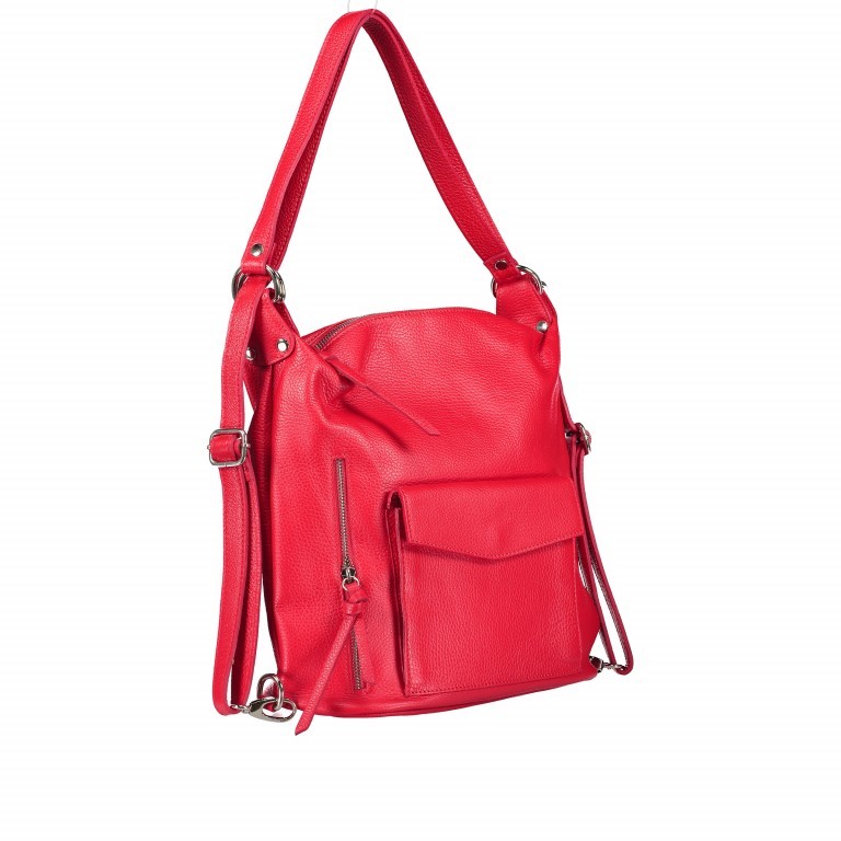 Rucksack / Beuteltasche Rot, Farbe: rot/weinrot, Marke: Hausfelder Manufaktur, EAN: 4065646003163, Abmessungen in cm: 29.5x32x14, Bild 2 von 10