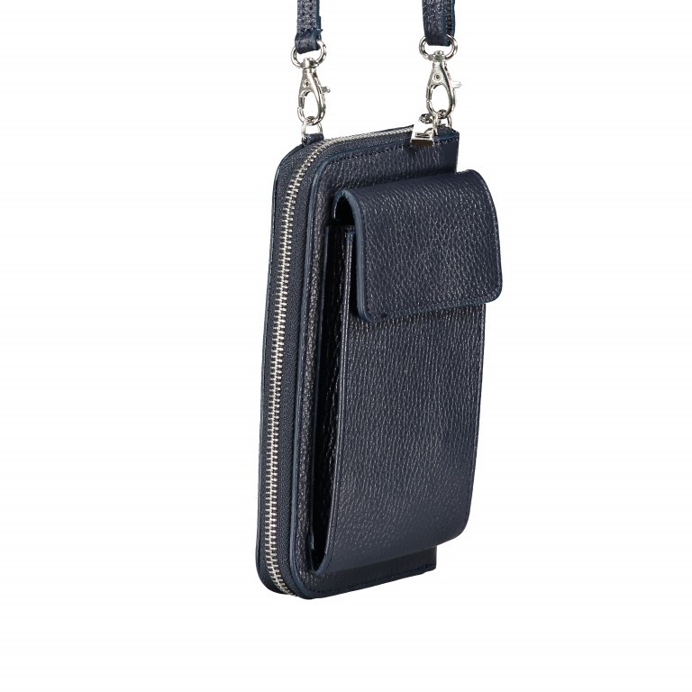 Handytasche mit Schulterriemen Blau, Farbe: blau/petrol, Marke: Hausfelder Manufaktur, Abmessungen in cm: 11x20x5.5, Bild 2 von 10