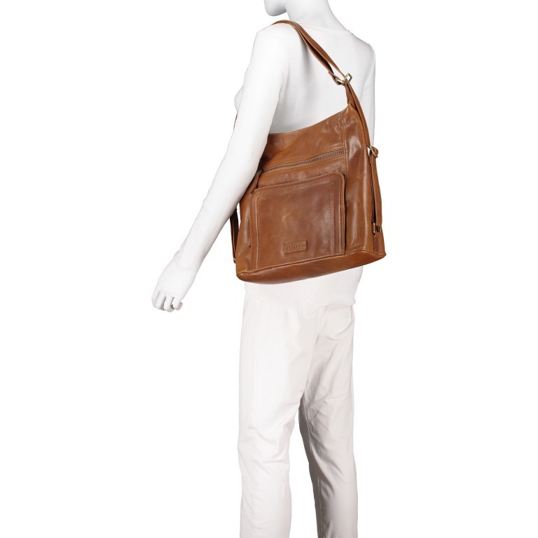 Beuteltasche / Rucksack Margo 242 Cognac, Farbe: cognac, Marke: Flanigan, EAN: 4035486090623, Abmessungen in cm: 33x33x11, Bild 4 von 7