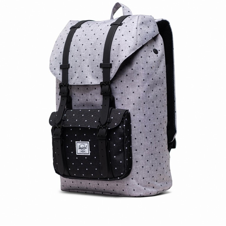 Rucksack Little America Medium Rubber Straps Volumen 14 Liter Polka Dot Crosshatch Grey Black, Farbe: grau, Marke: Herschel, EAN: 0828432372911, Abmessungen in cm: 28x43x12, Bild 2 von 5