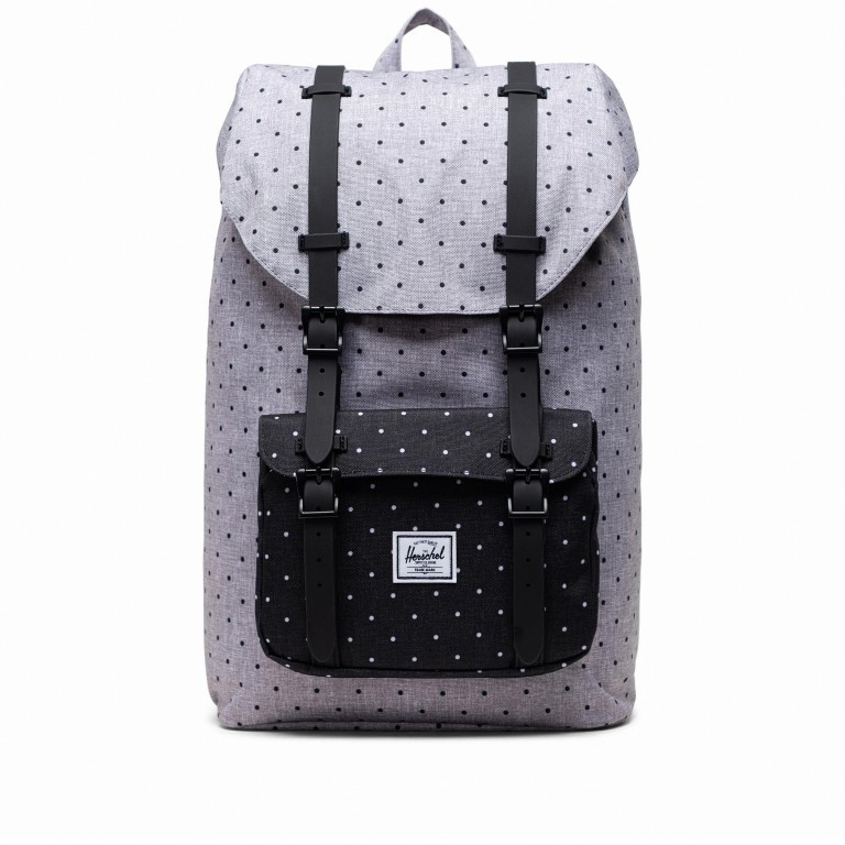 Rucksack Little America Medium Rubber Straps Volumen 14 Liter Polka Dot Crosshatch Grey Black, Farbe: grau, Marke: Herschel, EAN: 0828432372911, Abmessungen in cm: 28x43x12, Bild 1 von 5
