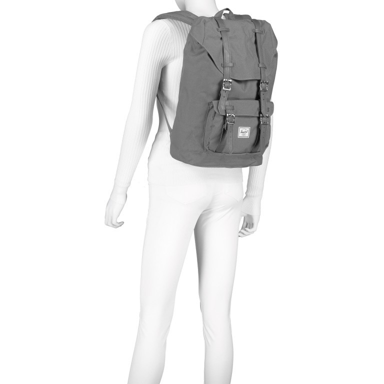 Rucksack Little America Medium Rubber Straps Volumen 14 Liter Polka Dot Crosshatch Grey Black, Farbe: grau, Marke: Herschel, EAN: 0828432372911, Abmessungen in cm: 28x43x12, Bild 4 von 5