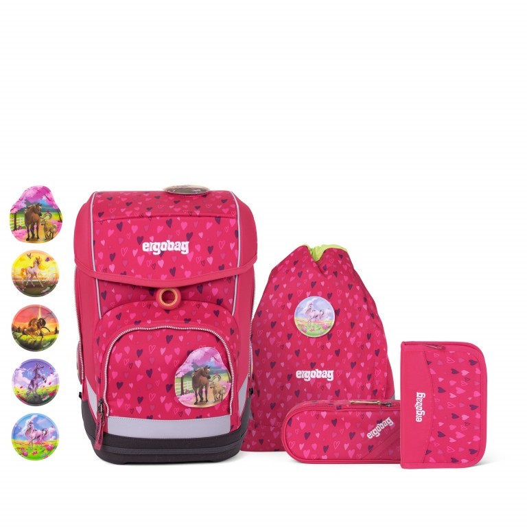 Schulranzen Cubo Set 5-teilig HufBäreisen, Farbe: rosa/pink, Marke: Ergobag, EAN: 4057081077229, Abmessungen in cm: 25x40x20, Bild 1 von 7