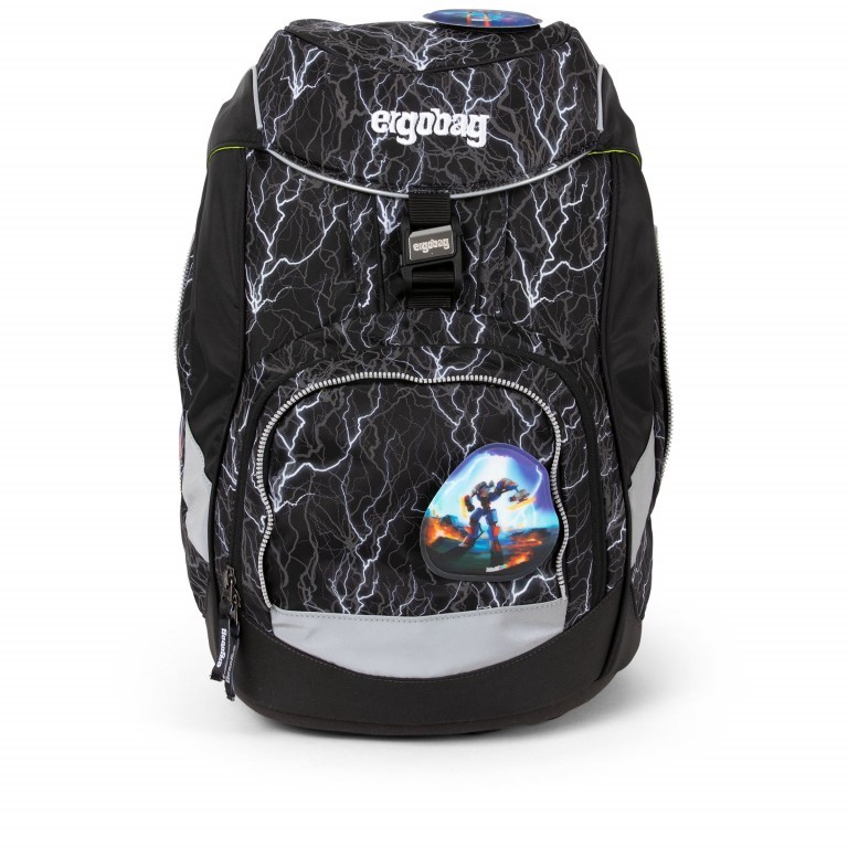 Schulranzen Pack Glow Edition Set 6-teilig Super ReflektBär Glow, Farbe: schwarz, Marke: Ergobag, EAN: 4057081077120, Abmessungen in cm: 25x35x22, Bild 2 von 7