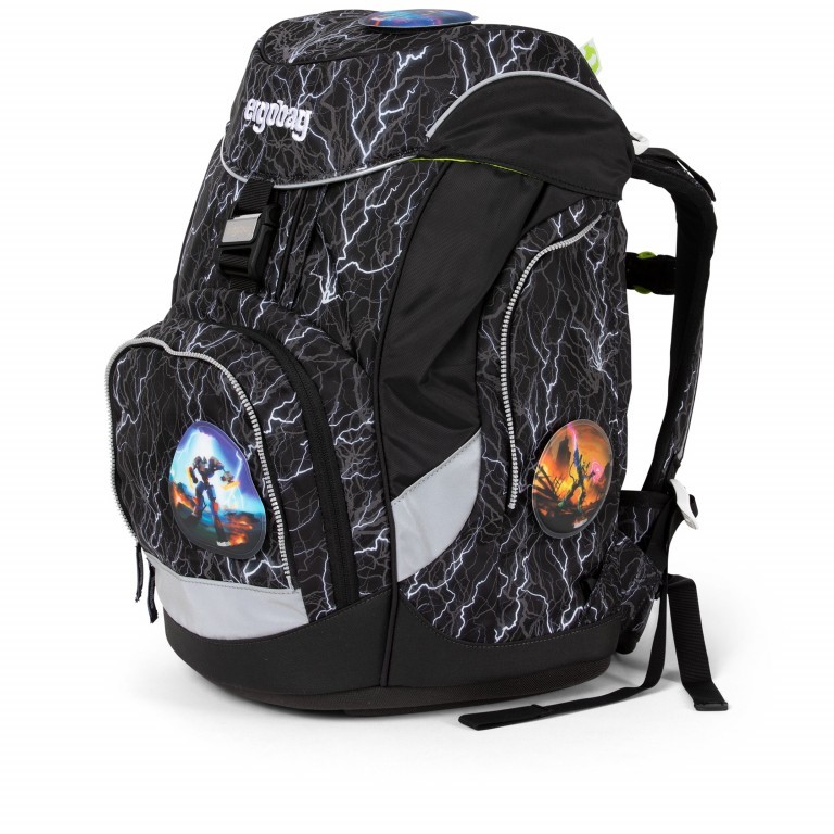Schulranzen Pack Glow Edition Set 6-teilig Super ReflektBär Glow, Farbe: schwarz, Marke: Ergobag, EAN: 4057081077120, Abmessungen in cm: 25x35x22, Bild 3 von 7