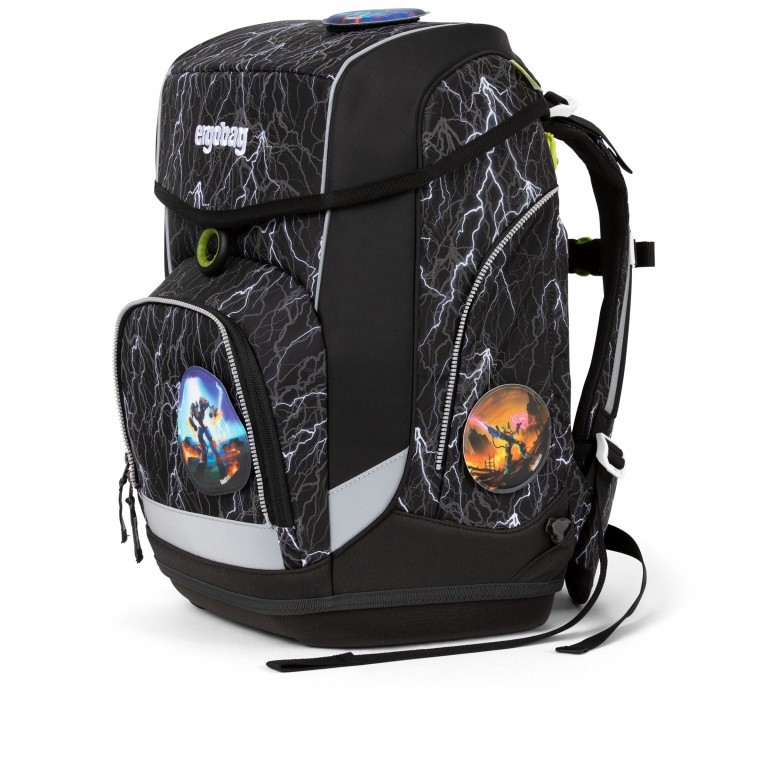 Schulranzen Cubo Glow Edition Set 5-teilig Super ReflektBär Glow, Farbe: schwarz, Marke: Ergobag, EAN: 4057081077403, Abmessungen in cm: 25x40x20, Bild 3 von 7