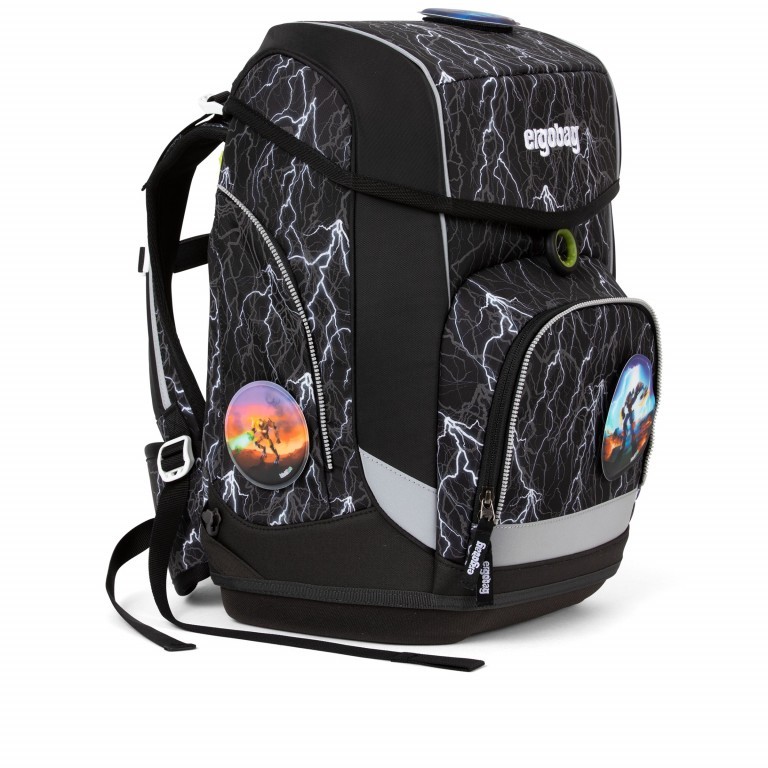 Schulranzen Cubo Glow Edition Set 5-teilig Super ReflektBär Glow, Farbe: schwarz, Marke: Ergobag, EAN: 4057081077403, Abmessungen in cm: 25x40x20, Bild 6 von 7