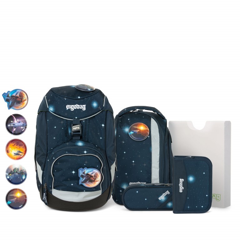 Schulranzen Pack Galaxy Glow Edition Set 6-teilig KoBärnikus Glow, Farbe: blau/petrol, Marke: Ergobag, EAN: 4057081077083, Abmessungen in cm: 25x35x22, Bild 1 von 7