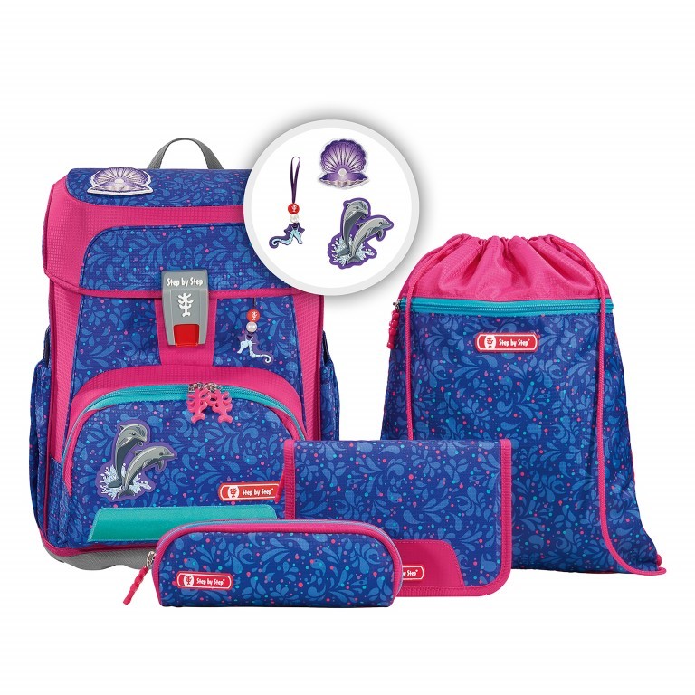 Schulranzen Cloud Set 5-teilig Happy Dolphins, Farbe: rosa/pink, Marke: Step by Step, EAN: 4047443408228, Abmessungen in cm: 28x37.5x20, Bild 1 von 14