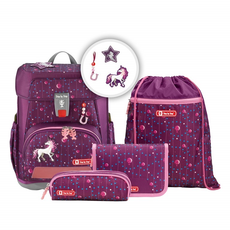 Schulranzen Cloud Set 5-teilig Dreamy Unicorn Nuala, Farbe: flieder/lila, Marke: Step by Step, EAN: 4047443401557, Abmessungen in cm: 28x37.5x20, Bild 1 von 14