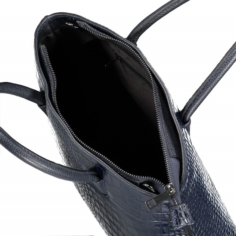 Handtasche Croco Dunkelblau, Farbe: blau/petrol, Marke: Hausfelder Manufaktur, EAN: 4065646003552, Abmessungen in cm: 26x25x13, Bild 6 von 7