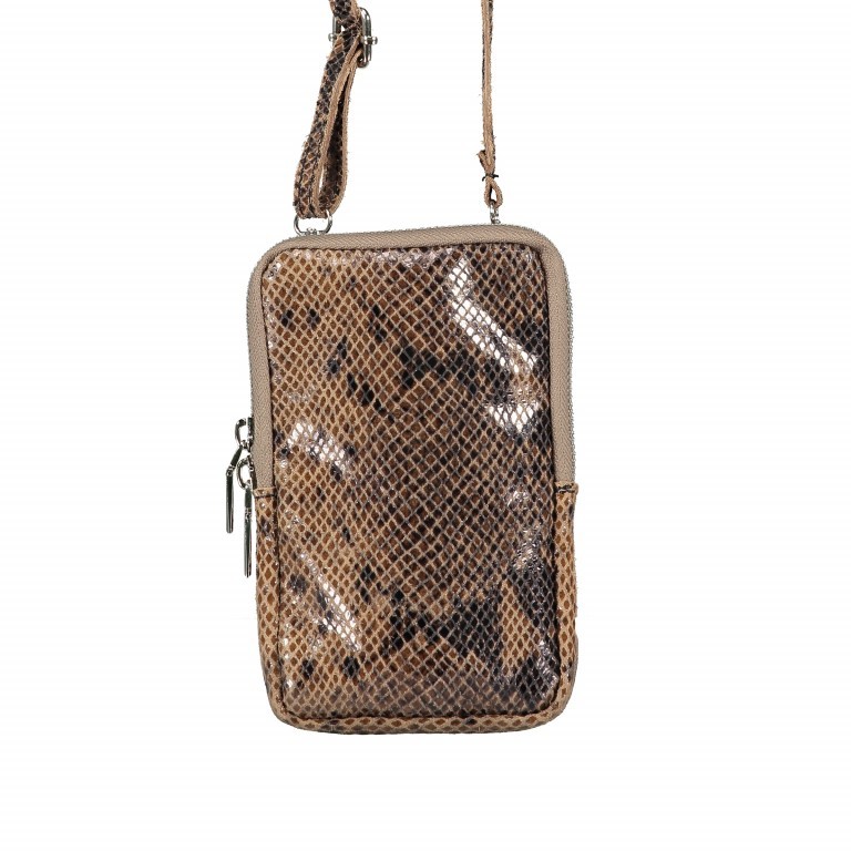 Handytasche Snake mit Schulterriemen Taupe, Farbe: taupe/khaki, Marke: Hausfelder Manufaktur, EAN: 4065646001510, Abmessungen in cm: 11x17.5x2, Bild 1 von 7