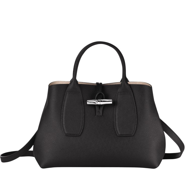 Handtasche Roseau Handtasche M Schwarz, Farbe: schwarz, Marke: Longchamp, EAN: 3597921848226, Abmessungen in cm: 30x23.5x12, Bild 1 von 6