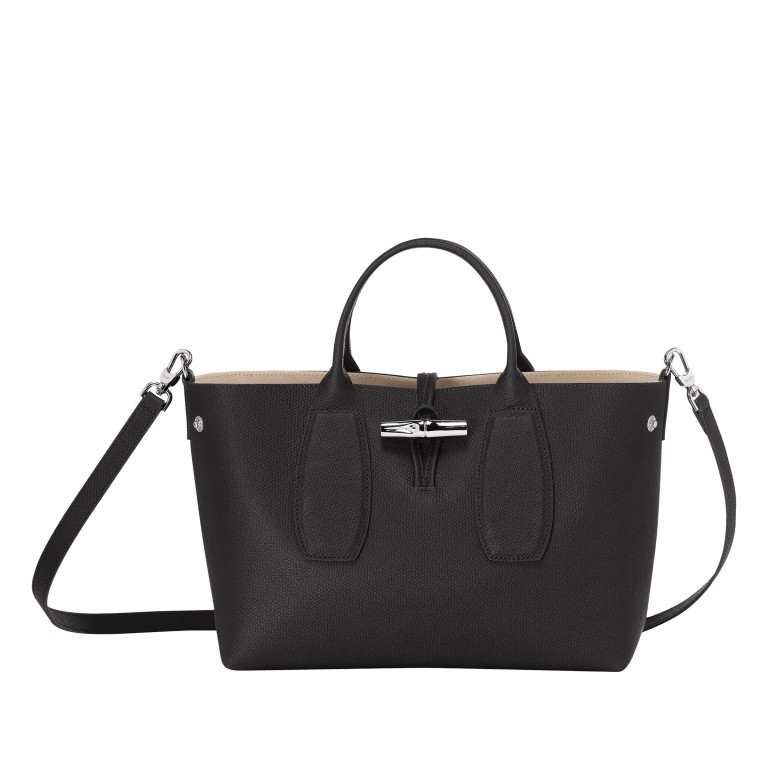 Handtasche Roseau Handtasche M Schwarz, Farbe: schwarz, Marke: Longchamp, EAN: 3597921848226, Abmessungen in cm: 30x23.5x12, Bild 2 von 6