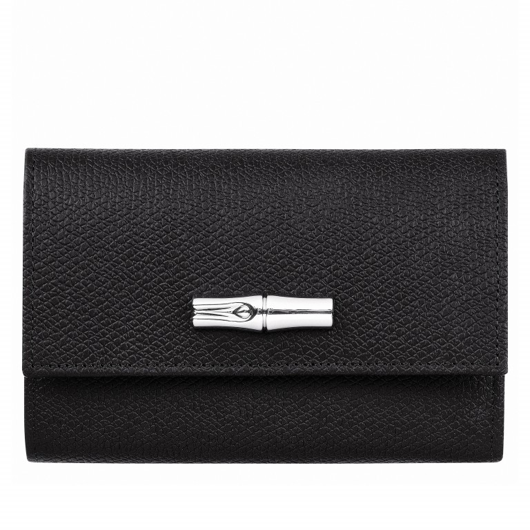 Geldbörse Roseau HPN-3253 Schwarz, Farbe: schwarz, Marke: Longchamp, EAN: 3597921844068, Abmessungen in cm: 14x10x4, Bild 1 von 2