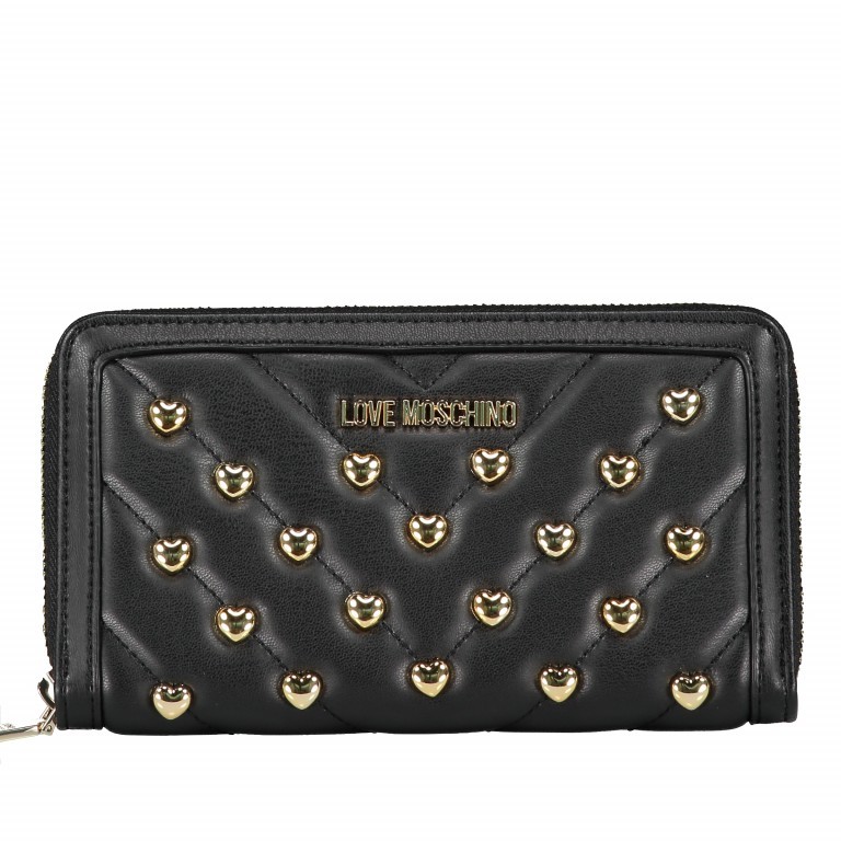 Geldbörse Schwarz, Farbe: schwarz, Marke: Love Moschino, EAN: 8059826084017, Abmessungen in cm: 19.5x11x3, Bild 1 von 5