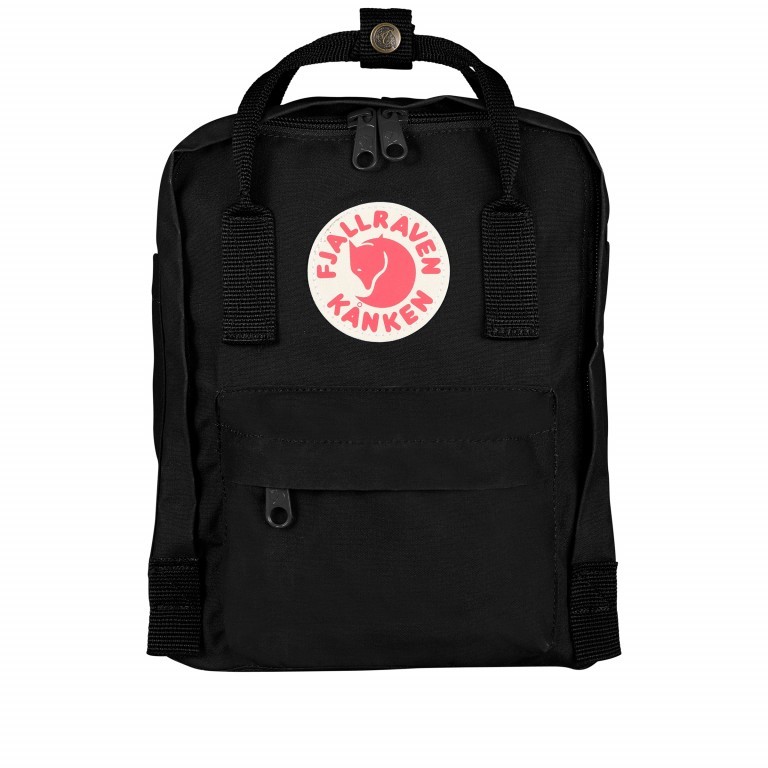 Rucksack Kånken Mini Black, Farbe: schwarz, Marke: Fjällräven, EAN: 7392158375202, Abmessungen in cm: 20x29x13, Bild 1 von 11