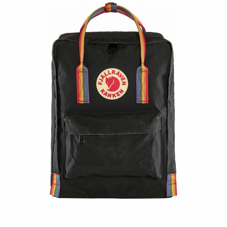 Rucksack Kånken Rainbow Black Rainbow Pattern, Farbe: schwarz, Marke: Fjällräven, EAN: 7323450597948, Abmessungen in cm: 27x38x13, Bild 1 von 11