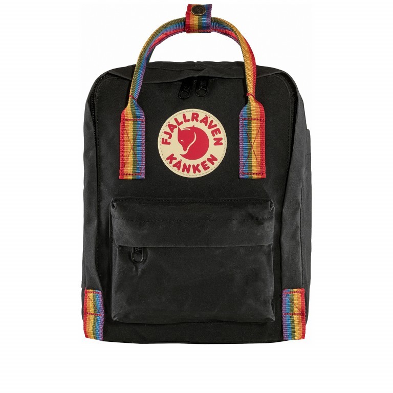 Rucksack Kånken Mini Black Rainbow Pattern, Farbe: schwarz, Marke: Fjällräven, EAN: 7323450597924, Abmessungen in cm: 20x29x13, Bild 1 von 13