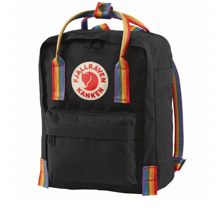 Rucksack Kånken Mini Black Rainbow Pattern, Farbe: schwarz, Marke: Fjällräven, EAN: 7323450597924, Abmessungen in cm: 20x29x13, Bild 2 von 13