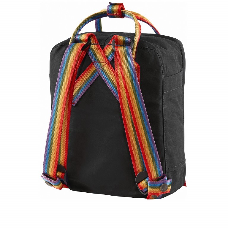 Rucksack Kånken Mini Black Rainbow Pattern, Farbe: schwarz, Marke: Fjällräven, EAN: 7323450597924, Abmessungen in cm: 20x29x13, Bild 3 von 13