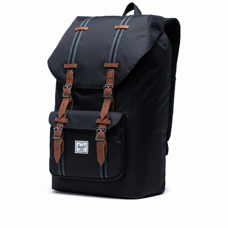 Rucksack Little America Cotton Webbing Volumen 23 Liter Black Black Tan, Farbe: schwarz, Marke: Herschel, EAN: 0828432314591, Abmessungen in cm: 28x50x17, Bild 2 von 5