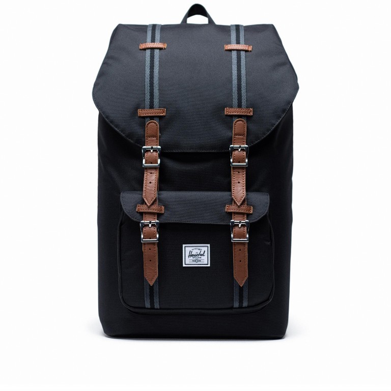Rucksack Little America Cotton Webbing Volumen 23 Liter Black Black Tan, Farbe: schwarz, Marke: Herschel, EAN: 0828432314591, Abmessungen in cm: 28x50x17, Bild 1 von 5