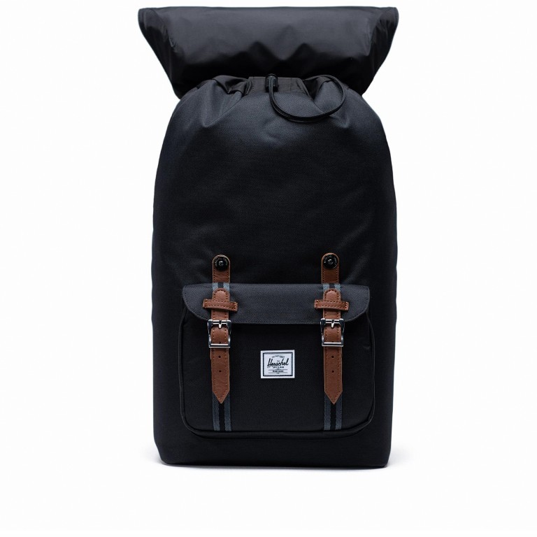 Rucksack Little America Cotton Webbing Volumen 23 Liter Black Black Tan, Farbe: schwarz, Marke: Herschel, EAN: 0828432314591, Abmessungen in cm: 28x50x17, Bild 5 von 5