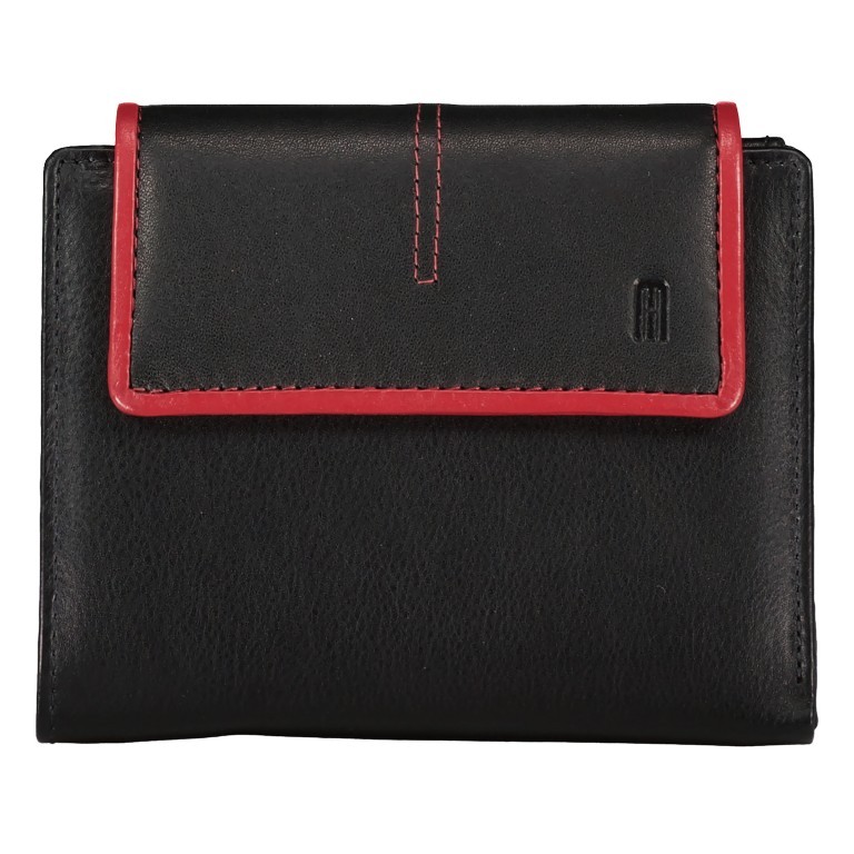Geldbörse Multicolor Schwarz Rot, Farbe: rot/weinrot, Marke: Hausfelder Manufaktur, EAN: 4039584251801, Abmessungen in cm: 13x10.5x2.2, Bild 1 von 5