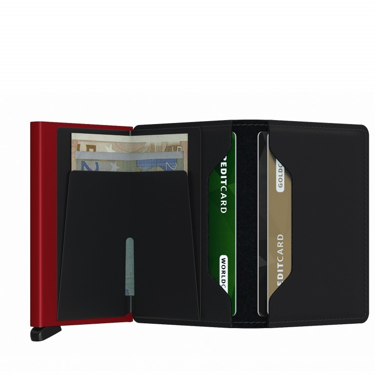 Geldbörse Slimwallet Matte Black Red, Farbe: rot/weinrot, Marke: Secrid, EAN: 8718215287254, Abmessungen in cm: 6.8x10.2x1.6, Bild 3 von 4