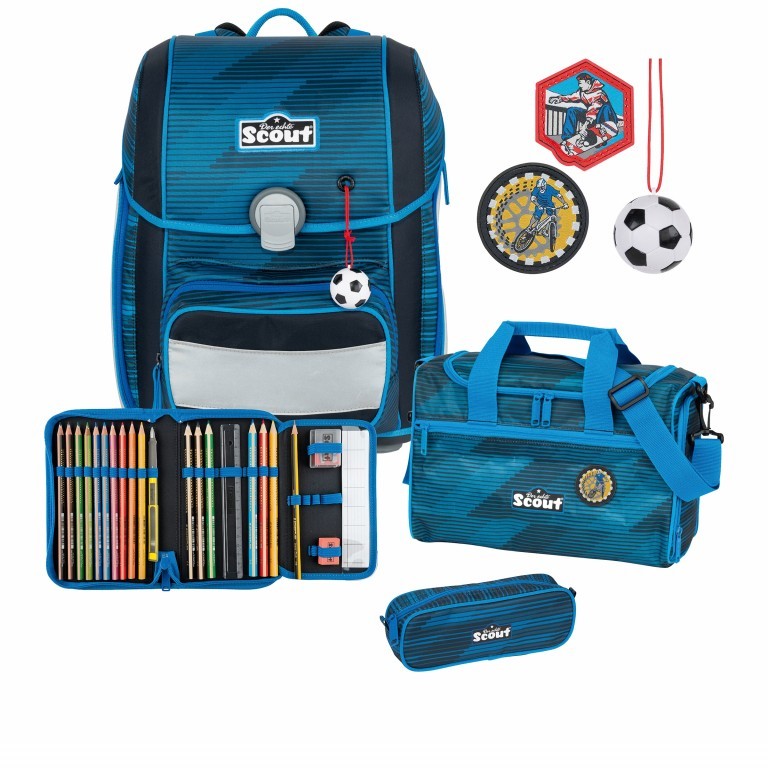 Schulranzen Genius Set 4-teilig Sport, Farbe: blau/petrol, Marke: Scout, EAN: 4007953425108, Bild 1 von 10