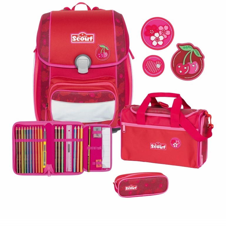 Schulranzen Genius Set 4-teilig Cherry Red, Farbe: rot/weinrot, Marke: Scout, EAN: 4007953423708, Bild 1 von 11