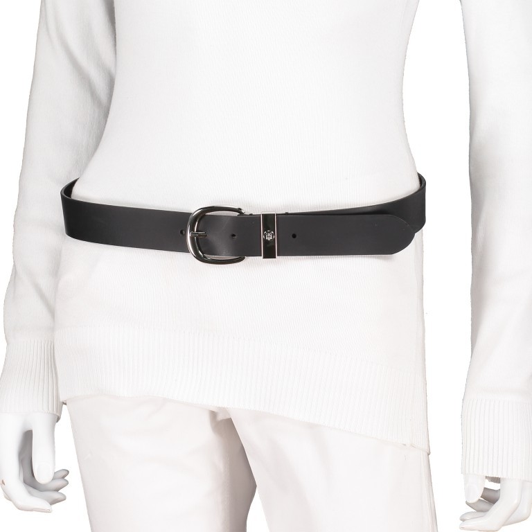 Gürtel Oval Buckle Belt Bundweite 95 CM Black, Farbe: schwarz, Marke: Tommy Hilfiger, EAN: 8719862803392, Bild 3 von 4