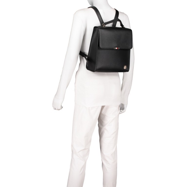 Rucksack Saffiano Backpack Black, Farbe: schwarz, Marke: Tommy Hilfiger, EAN: 8719862799435, Abmessungen in cm: 26x28x11, Bild 4 von 6