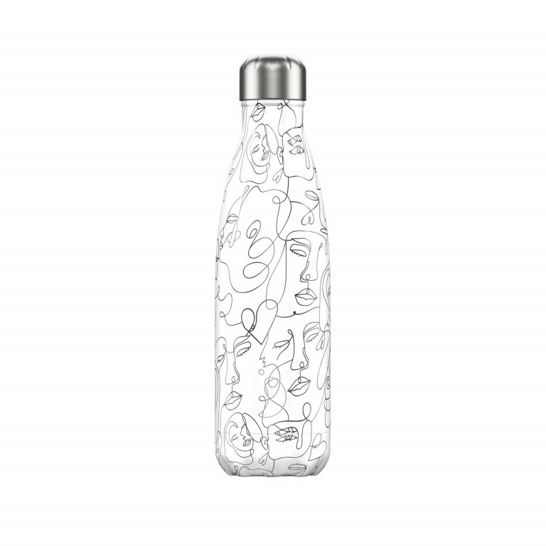 Trinkflasche Line Art Größe 500 ml Drawing Faces, Farbe: weiß, Marke: Chilly's Bottles, EAN: 5056243501557, Bild 1 von 1