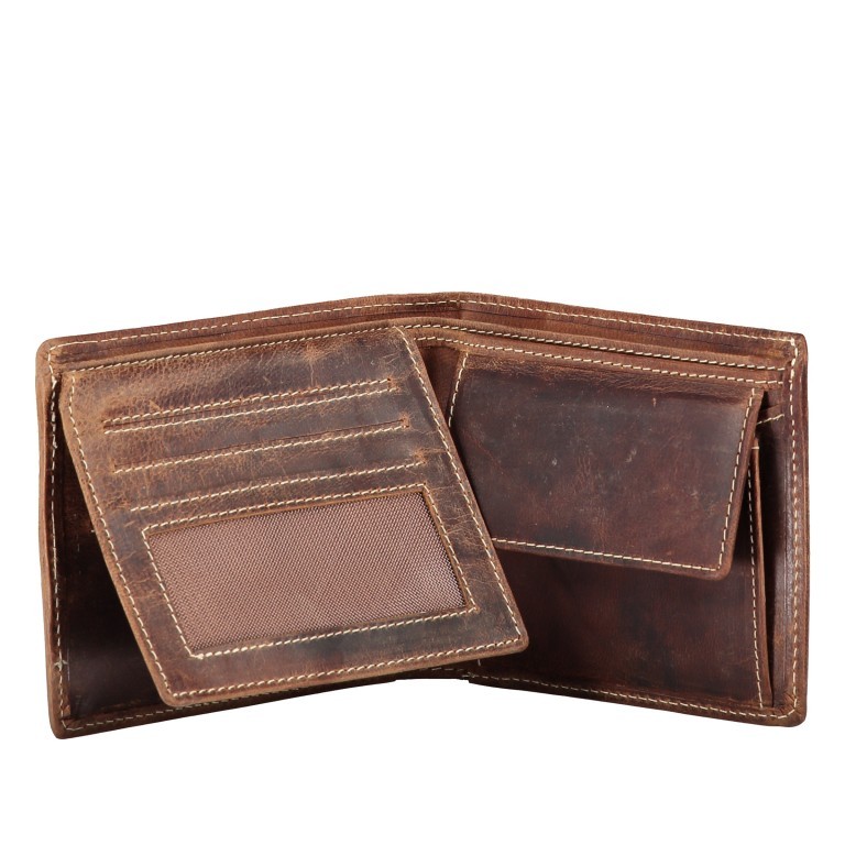 Geldbörse Wesley Vintage Style Braun, Farbe: braun, Marke: Blackbeat, EAN: 4035486095383, Abmessungen in cm: 12x10x2, Bild 3 von 4