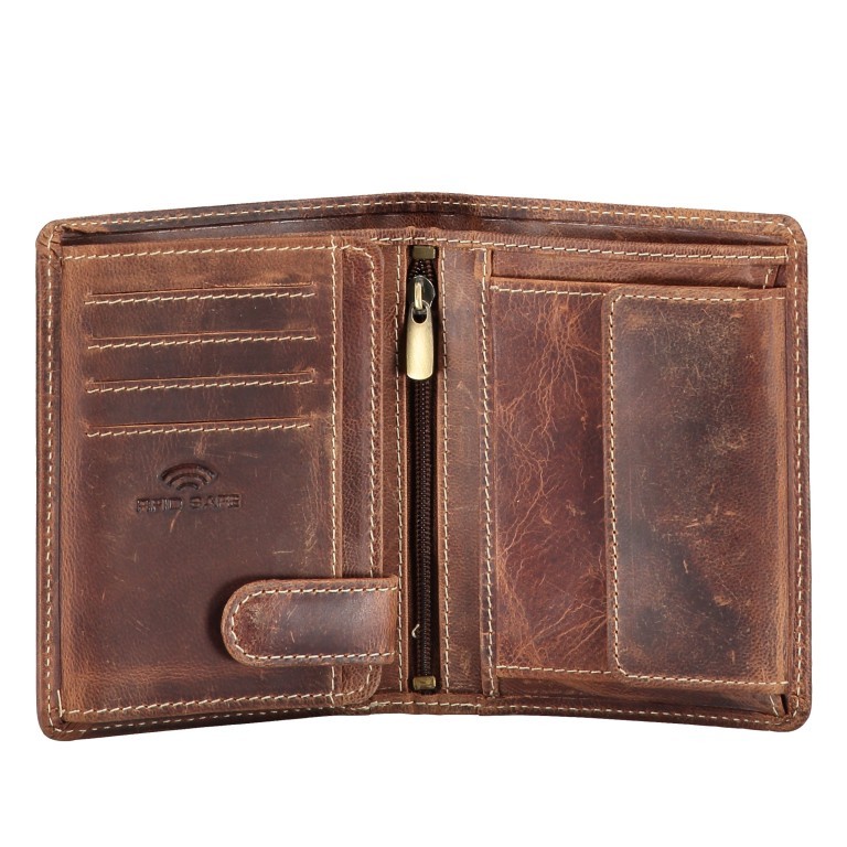 Geldbörse Wesley viele Fächer Natur, Farbe: cognac, Marke: Blackbeat, EAN: 4035486095482, Abmessungen in cm: 9.5x12.5x2, Bild 3 von 5