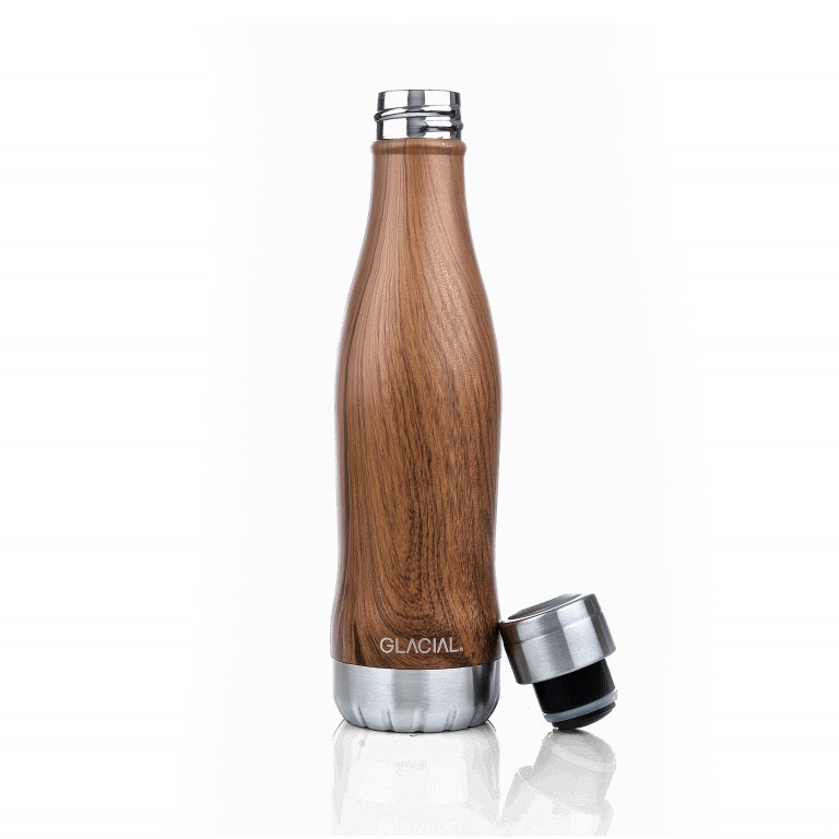 Trinkflasche Größe 400 ml Teak Wood, Farbe: braun, Marke: Glacial Bottle, EAN: 7340144805608, Bild 1 von 2