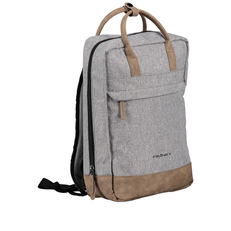 Rucksack RS47 Light Grey Cognac, Farbe: grau, Marke: Franky, EAN: 4251672747076, Abmessungen in cm: 27x38x11, Bild 2 von 7