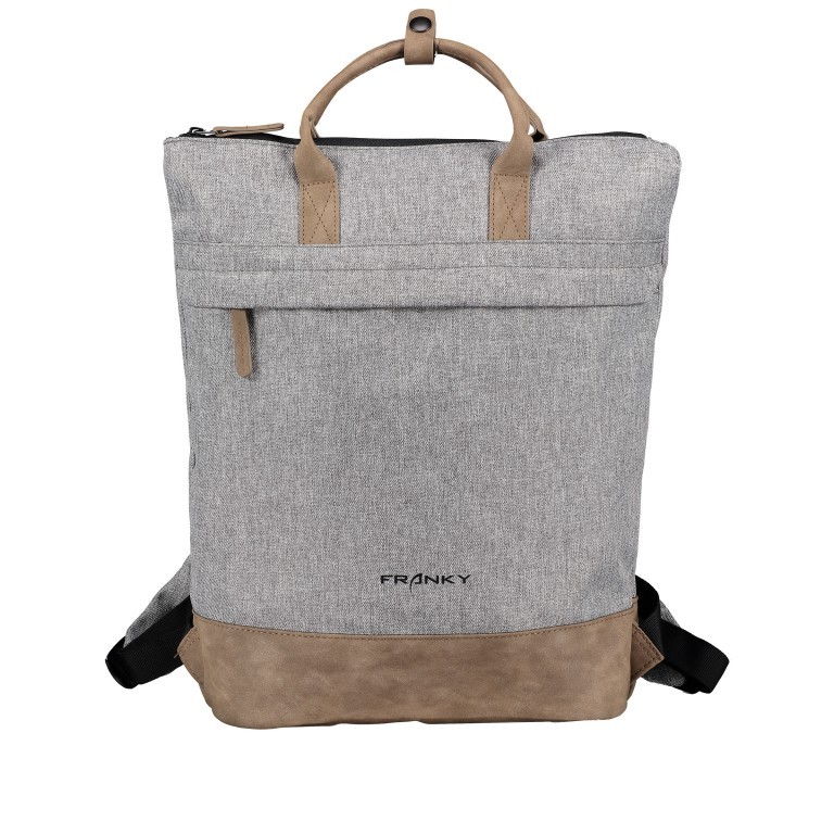 Rucksack RS48 Light Grey Cognac, Farbe: grau, Marke: Franky, EAN: 4251672747113, Abmessungen in cm: 27x39x12, Bild 1 von 7