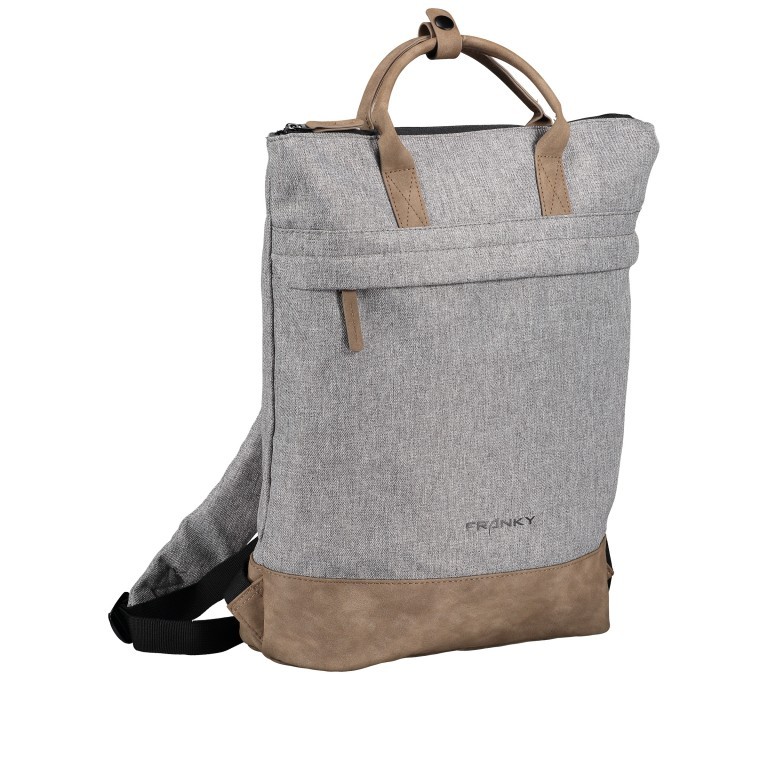 Rucksack RS48 Light Grey Cognac, Farbe: grau, Marke: Franky, EAN: 4251672747113, Abmessungen in cm: 27x39x12, Bild 2 von 7