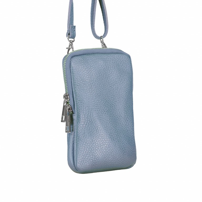 Handytasche Dollaro mit Schulterriemen Mittelblau, Farbe: blau/petrol, Marke: Hausfelder Manufaktur, EAN: 4065646002388, Abmessungen in cm: 11x17.5x2, Bild 2 von 6