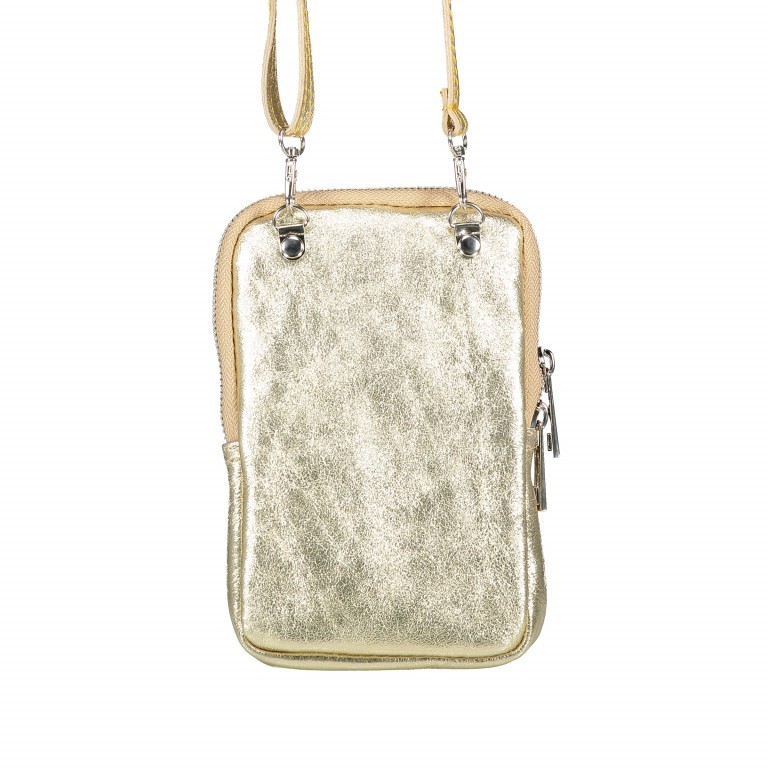 Handytasche Metallic mit Schulterriemen Silber, Farbe: metallic, Marke: Hausfelder Manufaktur, EAN: 4065646002524, Abmessungen in cm: 11x17.5x2, Bild 3 von 6