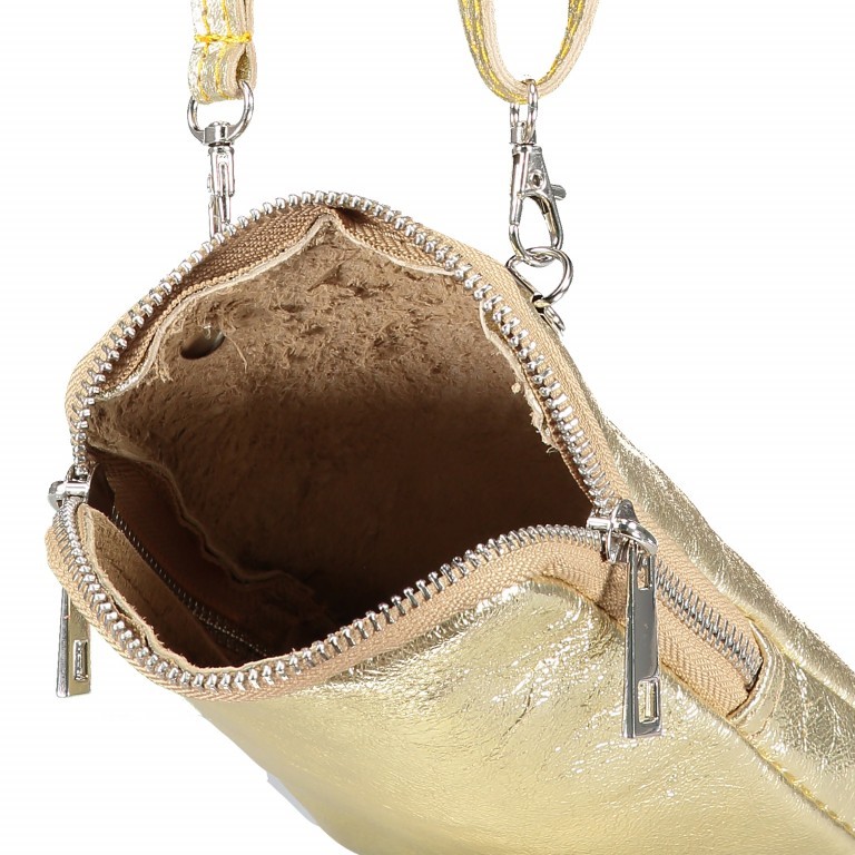 Handytasche Metallic mit Schulterriemen Silber, Farbe: metallic, Marke: Hausfelder Manufaktur, EAN: 4065646002524, Abmessungen in cm: 11x17.5x2, Bild 6 von 6