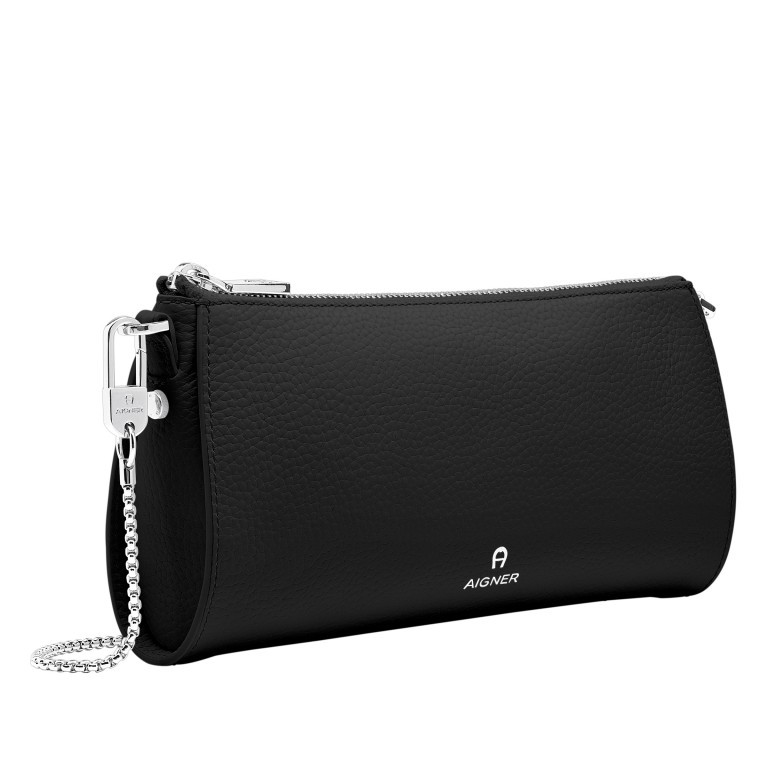 Clutch Ivy Black Silver, Farbe: schwarz, Marke: AIGNER, EAN: 4055539344428, Abmessungen in cm: 25x12x5, Bild 2 von 5