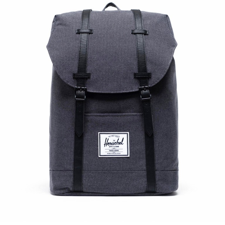 Rucksack Retreat einfarbig Volumen 18 Liter Shadow Grid, Farbe: anthrazit, Marke: Herschel, EAN: 0828432414970, Abmessungen in cm: 34x46x12, Bild 1 von 5
